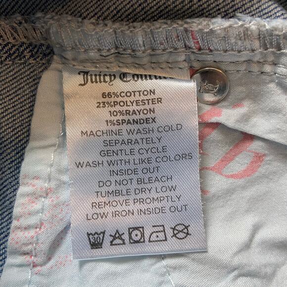 Juicy Couture Kids All Over Print Straight Jean Girls 12 Med Wash Stretch Denim - Picture 10 of 12